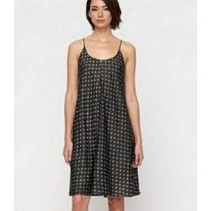 EILEEN FISHER Dress M Silk Polka Dot Slip Cami Midi Halter Racerback Gray